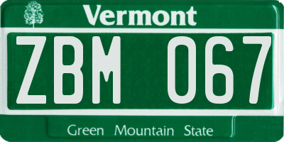 VT license plate ZBM067
