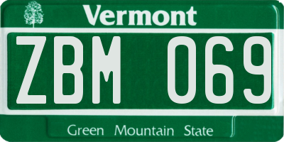 VT license plate ZBM069