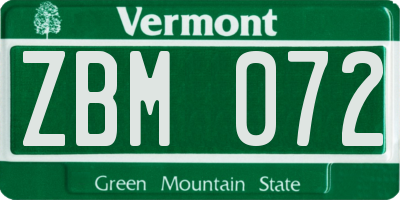 VT license plate ZBM072