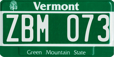 VT license plate ZBM073