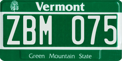 VT license plate ZBM075