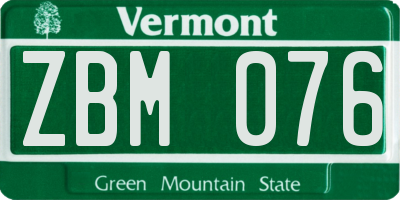 VT license plate ZBM076