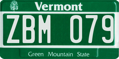 VT license plate ZBM079