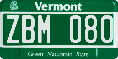 VT license plate ZBM080