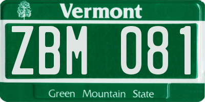 VT license plate ZBM081