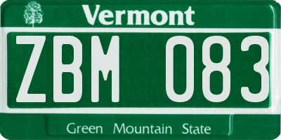 VT license plate ZBM083