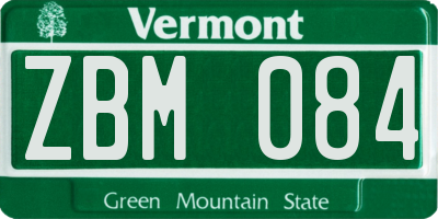 VT license plate ZBM084