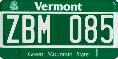 VT license plate ZBM085