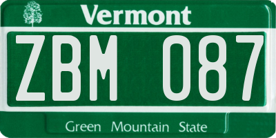 VT license plate ZBM087