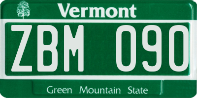 VT license plate ZBM090