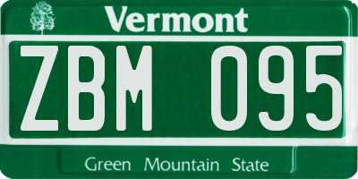 VT license plate ZBM095