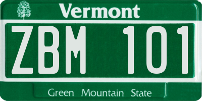 VT license plate ZBM101