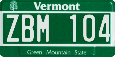VT license plate ZBM104