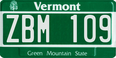 VT license plate ZBM109