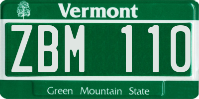 VT license plate ZBM110