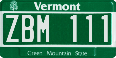 VT license plate ZBM111