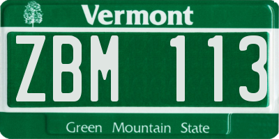 VT license plate ZBM113