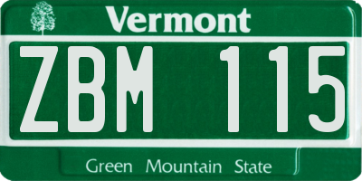 VT license plate ZBM115