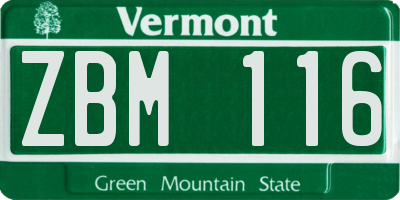 VT license plate ZBM116