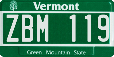 VT license plate ZBM119