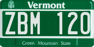 VT license plate ZBM120