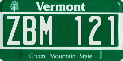 VT license plate ZBM121