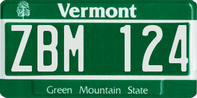 VT license plate ZBM124