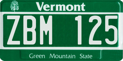 VT license plate ZBM125