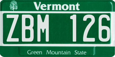 VT license plate ZBM126