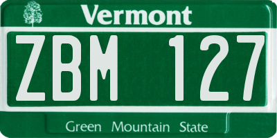VT license plate ZBM127