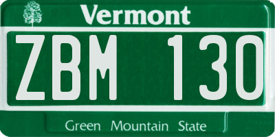 VT license plate ZBM130