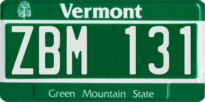 VT license plate ZBM131