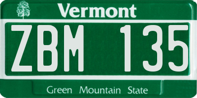 VT license plate ZBM135