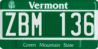VT license plate ZBM136