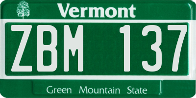VT license plate ZBM137