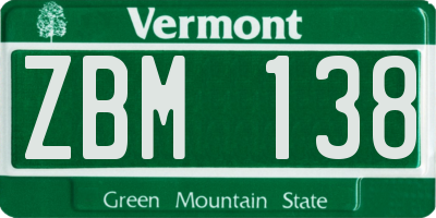 VT license plate ZBM138