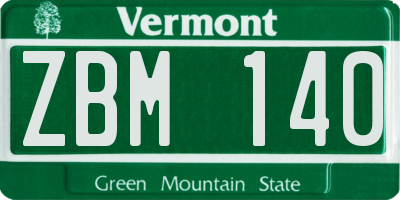 VT license plate ZBM140
