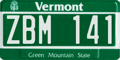 VT license plate ZBM141