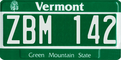 VT license plate ZBM142
