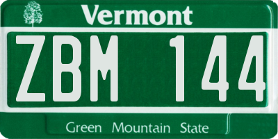 VT license plate ZBM144