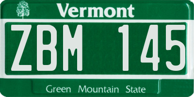 VT license plate ZBM145