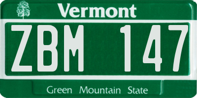 VT license plate ZBM147