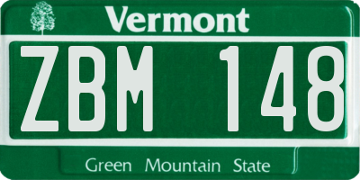 VT license plate ZBM148