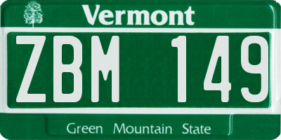 VT license plate ZBM149