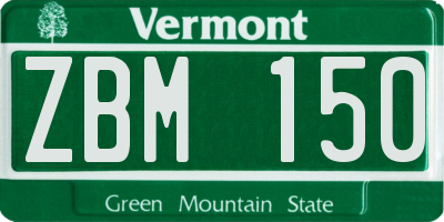 VT license plate ZBM150