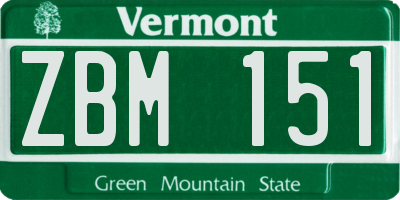 VT license plate ZBM151