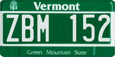 VT license plate ZBM152