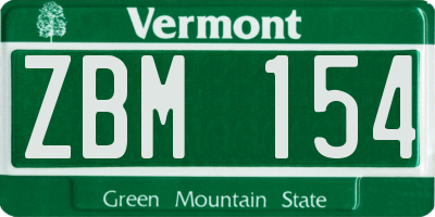 VT license plate ZBM154