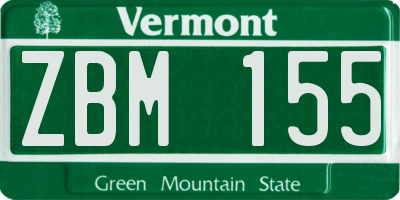 VT license plate ZBM155