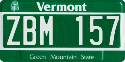 VT license plate ZBM157